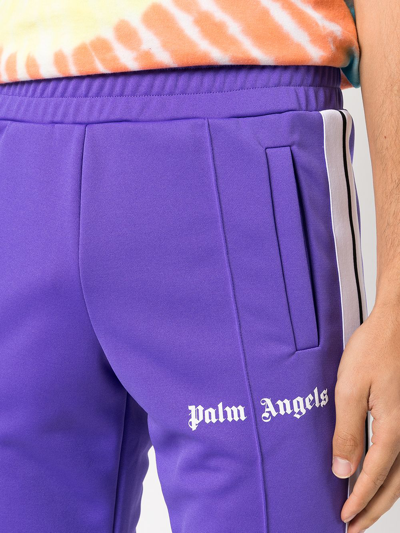 Palm Angels Logo Print Tech Jersey Track Pants In Purple
