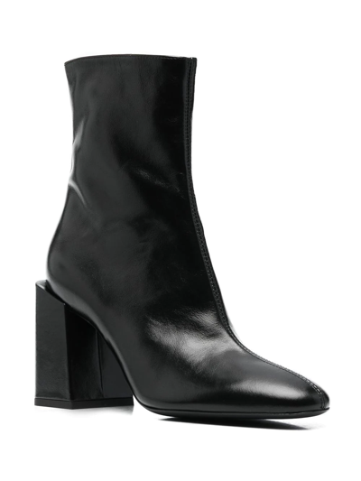 Shop Furla 85mm Block-heel Leather Ankle Boots In Black