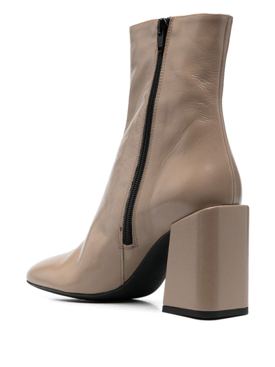 Shop Furla 85mm Block-heel Leather Ankle Boots In Green
