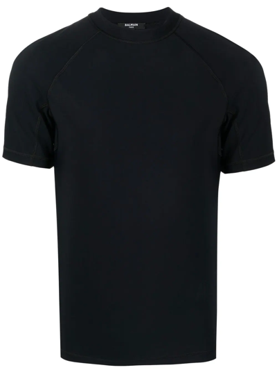 Shop Balmain Logo Crew-neck T-shirt In Black