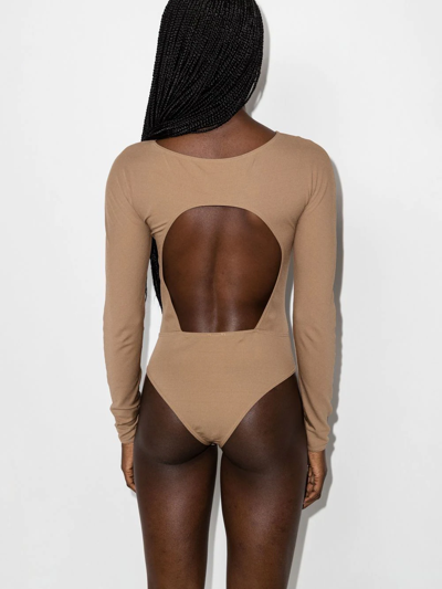 Shop Wolford The Back-cut-out Body In Neutrals