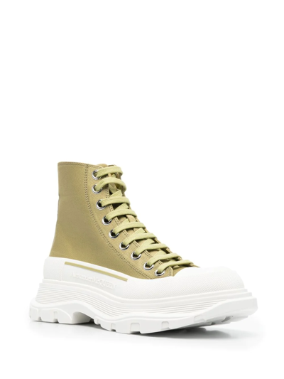 Alexander Mcqueen Canvas Tread Slick Hi-top Sneakers In Green
