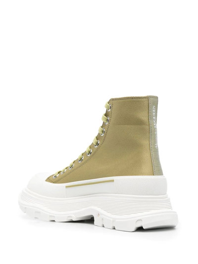 Alexander Mcqueen Canvas Tread Slick Hi-top Sneakers In Green