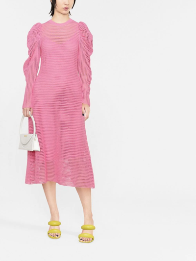 Shop Ulla Johnson Marlena Open-knit Midi Dress In Pink