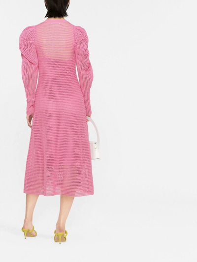 Shop Ulla Johnson Marlena Open-knit Midi Dress In Pink