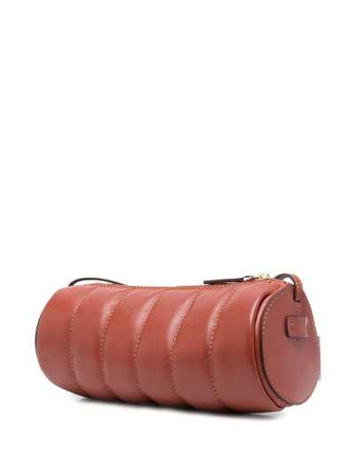 Shop Manu Atelier Padded Cylinder Ribbed Shoulder Bag In Red