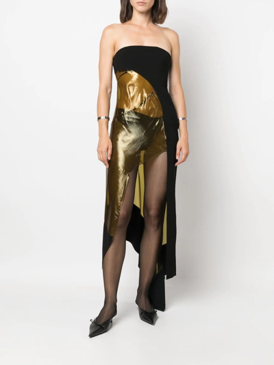 Mugler Sleeveless Asymmetric Silk-blend Midi Dress In Black