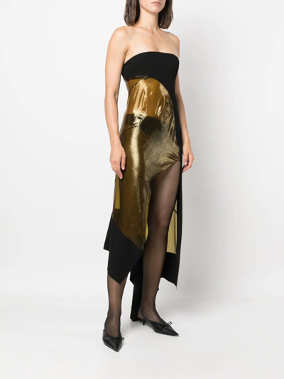 Mugler Sleeveless Asymmetric Silk-blend Midi Dress In Black