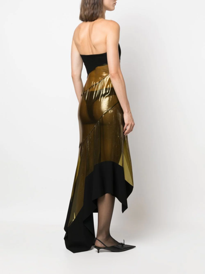 Shop Mugler Transparent-panel Asymmetric Dress In Black