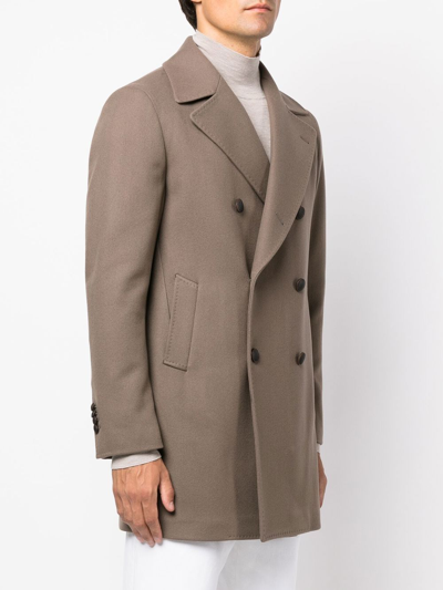 Tagliatore Double-breasted Short Coat In Brown