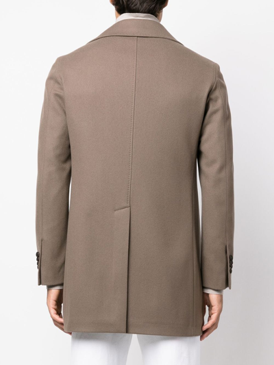 Tagliatore Double-breasted Short Coat In Brown