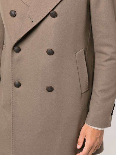 Tagliatore Double-breasted Short Coat In Brown