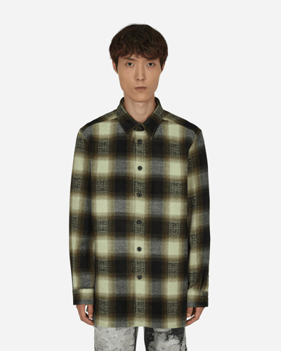 Shop Givenchy Checked Wool Overshirt Green In Beige