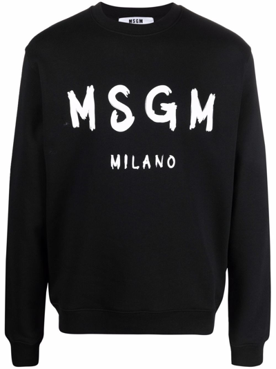Msgm Cotton Sweatshirt In Nero