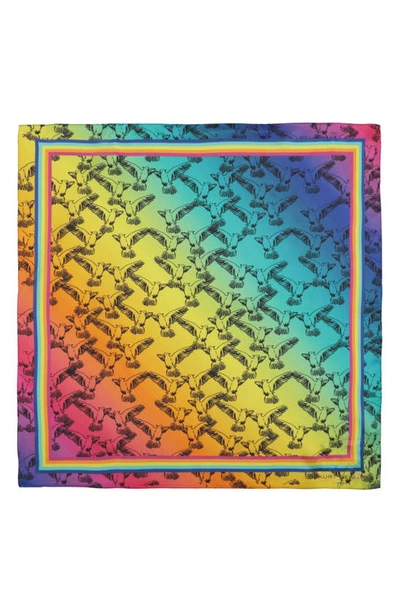 Shop Kg Kurt Geiger Rainbow Print Silk Square Scarf In Classic Rainbow