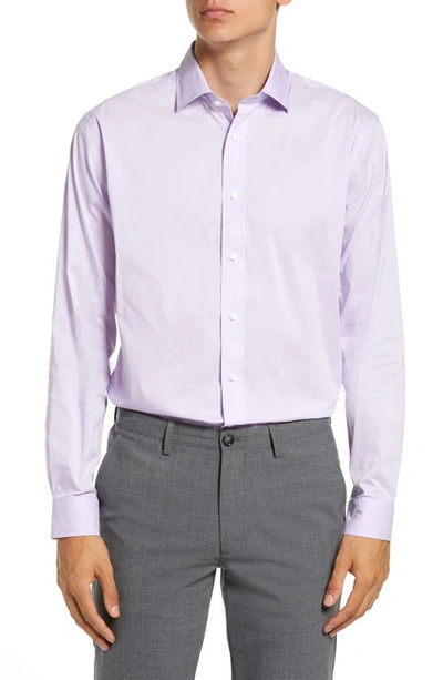 Shop Alton Lane Mason Tailored Fit Check Stretch Button-up Shirt In Lavender