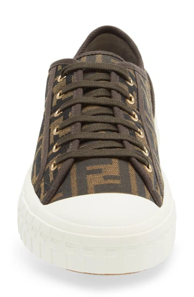 Fendi Men Brown Sneaker With All-over Ff Motif In Fabric Man In Black
