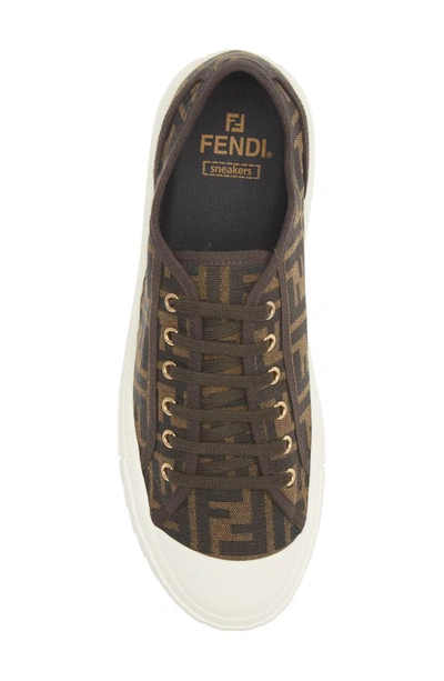 Shop Fendi Ff Domino Low Top Sneaker In Brown/ Black
