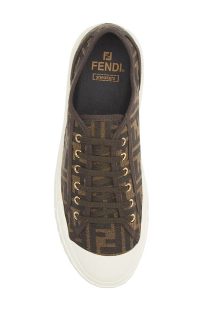 Fendi Men Brown Sneaker With All-over Ff Motif In Fabric Man In Black