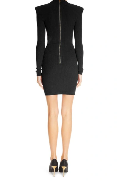 Balmain Short Knitted Dress With Gold Buttons In Black