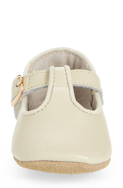 L'amour Evie T-strap Crib Shoe In Beige