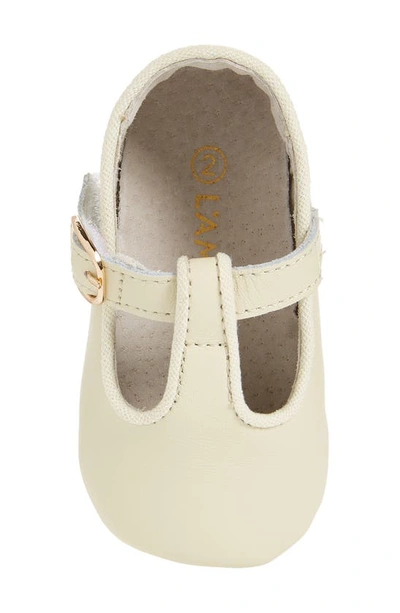 L'amour Evie T-strap Crib Shoe In Beige