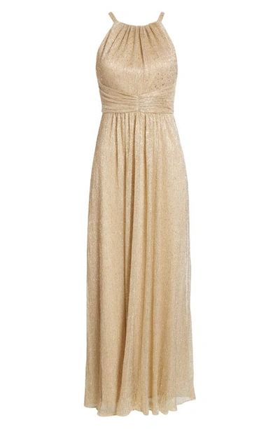 Shop Vince Camuto Shirred Halter Gown In Gold
