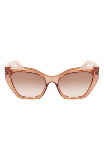 Shop Ferragamo Gancini 54mm Rectangular Sunglasses In Transparent Brown