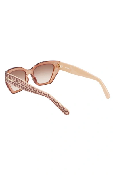 Shop Ferragamo Gancini 54mm Rectangular Sunglasses In Transparent Brown