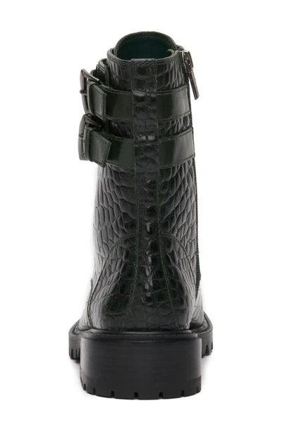Shop Vince Camuto Fawdry Combat Boot In Deep Green Croco
