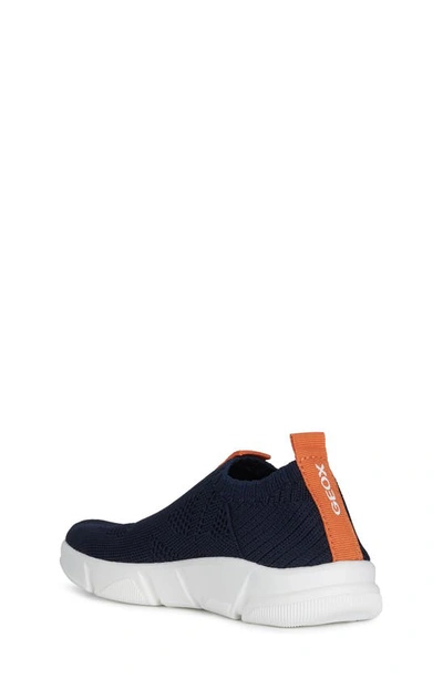 Shop Geox Aril Woven Slip-on Sneaker In Navy/ Orange