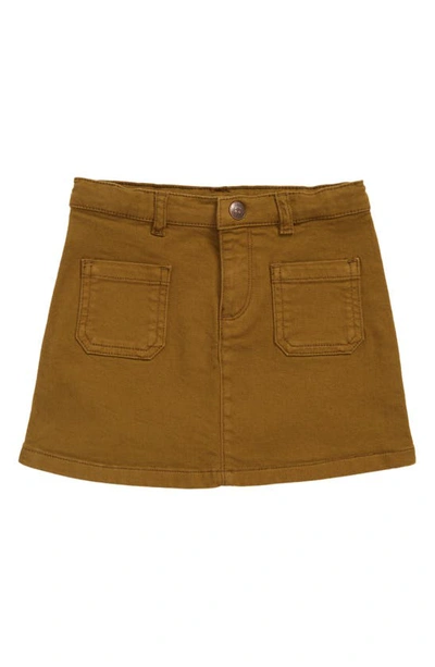 Shop Bonpoint Kids' Tison Stretch Organic Cotton Twill Miniskirt In 045a Kaki Clair