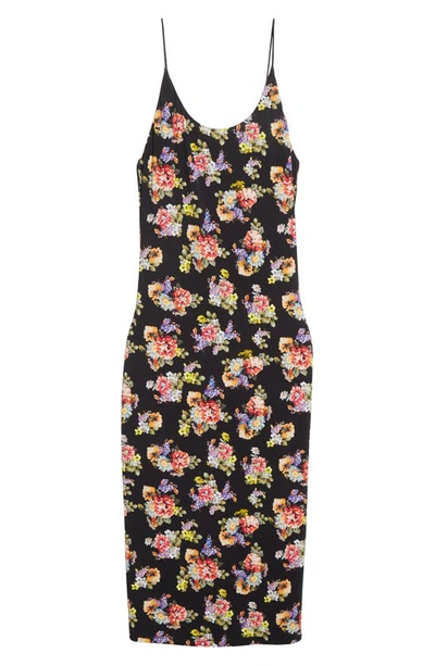 Shop Alice And Olivia Delora Floral Print Spaghetti Strap Body-con Dress In Magnolia Floral Black