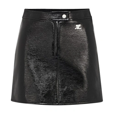 Shop Courrèges Vinyl Reedition Skirt In Black