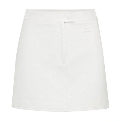 Shop Courrèges Vinyl Reedition Skirt In Heritage White