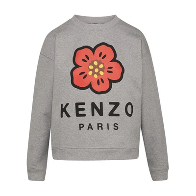 Shop Kenzo Logo Sweatshirt In Pearl Grey