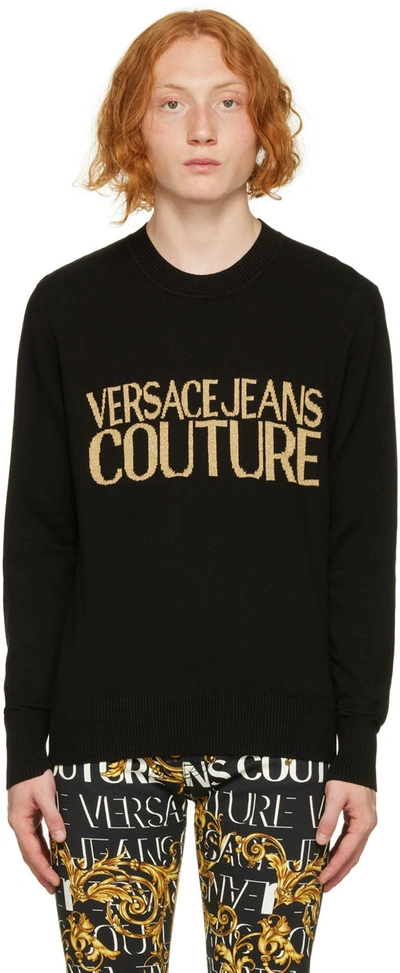 Shop Versace Jeans Couture Black Jacquard Sweater In Ek42 Black