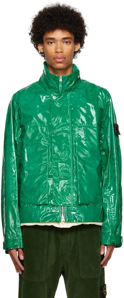 Shop Stone Island Shadow Project Green & Beige Track Down Jacket & Vest In V0056 Emerald