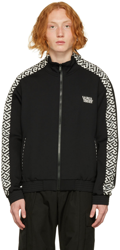 Shop Versace Black Greca Jacket In 2w020 Bianco+nero
