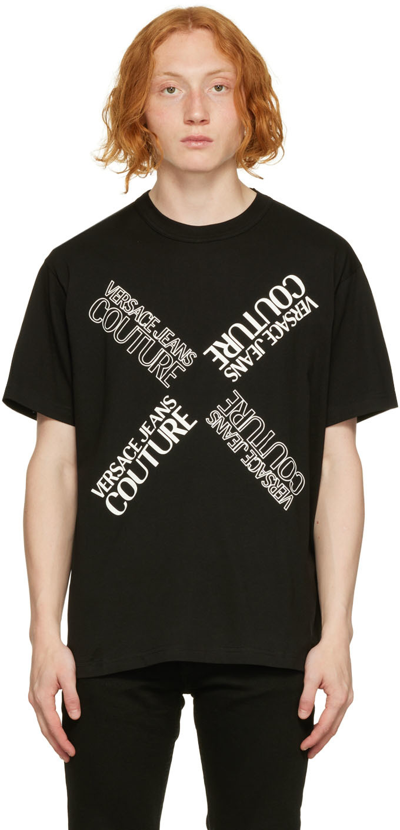 Shop Versace Jeans Couture Black Cross T-shirt In E899 Black