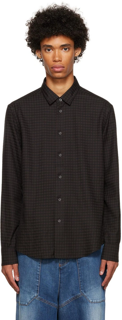 Shop Barena Venezia Black & Brown Camicia Coppi Dameto Shirt In Uni Unico