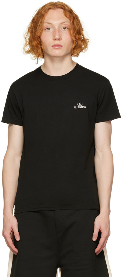 Shop Valentino Black Print T-shirt In 0ni Nero/bianco