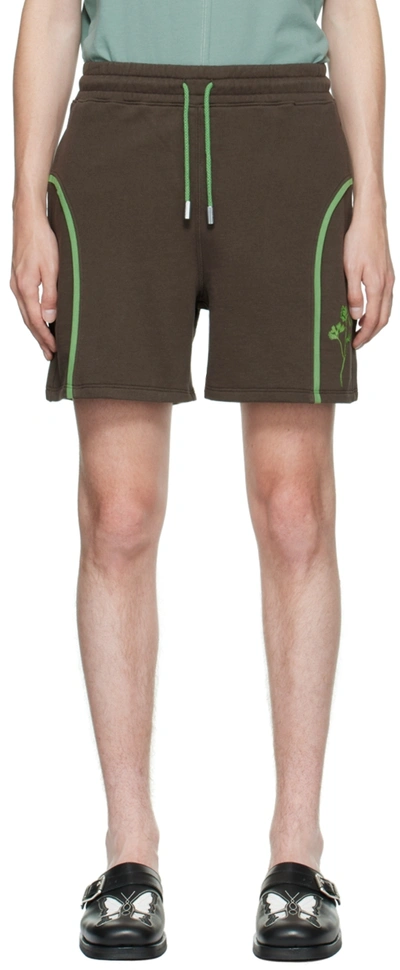 Shop Eckhaus Latta Brown Printed Shorts In Garnish