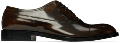 Shop Maison Margiela Brown Leather Oxfords In H8794 Cognac/black W