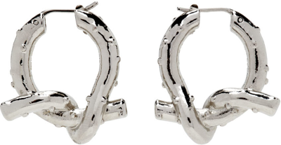 Shop Acne Studios Silver Knot Hoop Earrings In Aae Silver