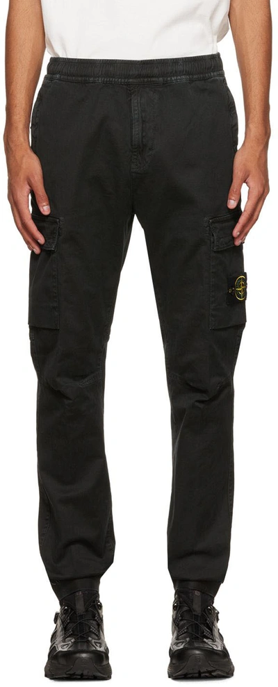 Shop Stone Island Black Patch Cargo Pants In V0129 Black