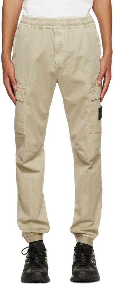 Shop Stone Island Beige Patch Cargo Pants In V0190 Beige