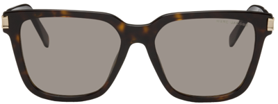 Shop Marc Jacobs Black Square Sunglasses In 008a Black Grey