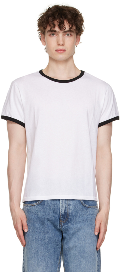 Shop Second / Layer Ssense Exclusive White Ringer T-shirt In White/black