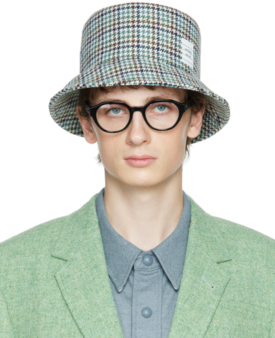 Thom Browne Houndstooth Name Tag Appliqué Bucket Hat In 996 Seasonal Multi